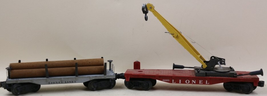 LIONEL TWO CAR LOT FLAT 6411/ CRANE 6660 (1 of 6)