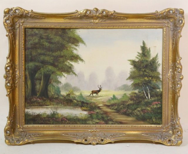 GERMAN ANTIQUE OIL ON CANVAS LANDSCAPE PAINTING: GERMAN ANTIQUE OIL ON CANVAS LANDSCAPE PAINTING