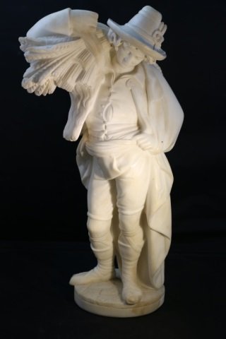 ITALIAN ANTIQUE MARBLE SCULPTURE: ITALIAN ANTIQUE MARBLE SCULPTURE; 16"H x 6"D