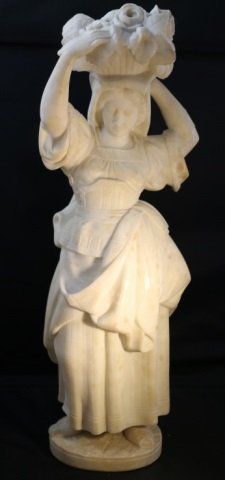 ITALIAN ANTIQUE MARBLE SCULPTURE: ITALIAN ANTIQUE MARBLE SCULPTURE; 17"H x 5.5"D