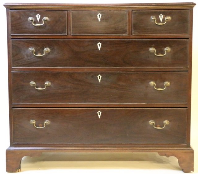 SCOTTISH ANTIQUE MAHOGANY THREE OVER THREE CHEST: SCOTTISH ANTIQUE MAHOGANY THREE OVER THREE CHEST