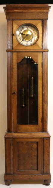 GERMAN ANTIQUE OAK CASED GRANDFATHER CLOCK: GERMAN ANTIQUE OAK CASED GRANDFATHER CLOCK
