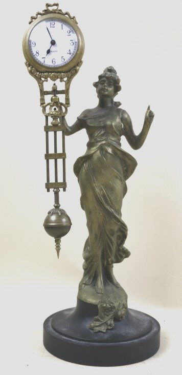 FRENCH BRONZE SWINGER CLOCK: FRENCH BRONZE SWINGER CLOCK