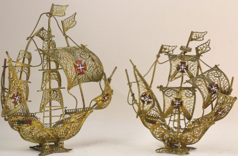 GILT METAL WORK SHIPS: GILT METAL WORK SHIPS; 5.5" X 5" AND 6.5" X 6"