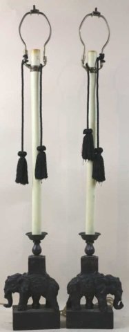 FREDERICK COOPER BRONZE ELEPHANT LAMPS: FREDERICK COOPER BRONZE ELEPHANT LAMPS