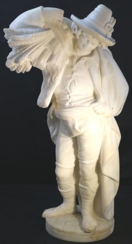 ITALIAN ANTIQUE MARBLE SCULPTURE: ITALIAN ANTIQUE MARBLE SCULPTURE; 16"H x 6"D