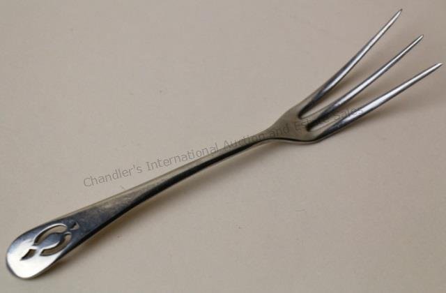 E & JB COIN SILVER PICKLE FORK: E & JB COIN SILVER PICKLE FORK