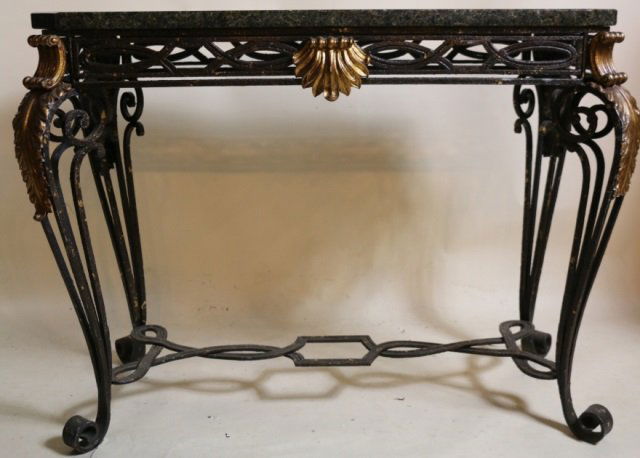 MAITLAND SMITH IRON & GRANITE CONSOLE TABLE: MAITLAND SMITH IRON & GRANITE CONSOLE TABLE