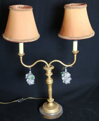 FREDERICK COOPER CUSTOM SHADED LAMP: FREDERICK COOPER CUSTOM SHADED LAMP W/ DOUBLE LIGHT