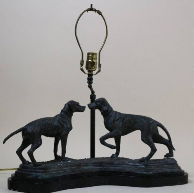 MAITLAND SMITH BRONZE DOG LAMP: MAITLAND SMITH BRONZE DOG LAMP