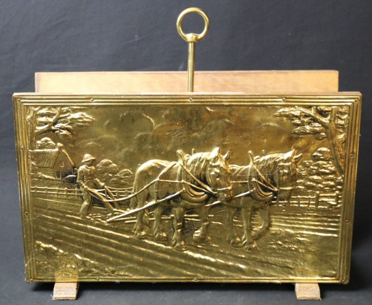 BRASS RELIEF MAGAZINE RACK: BRASS RELIEF MAGAZINE RACK