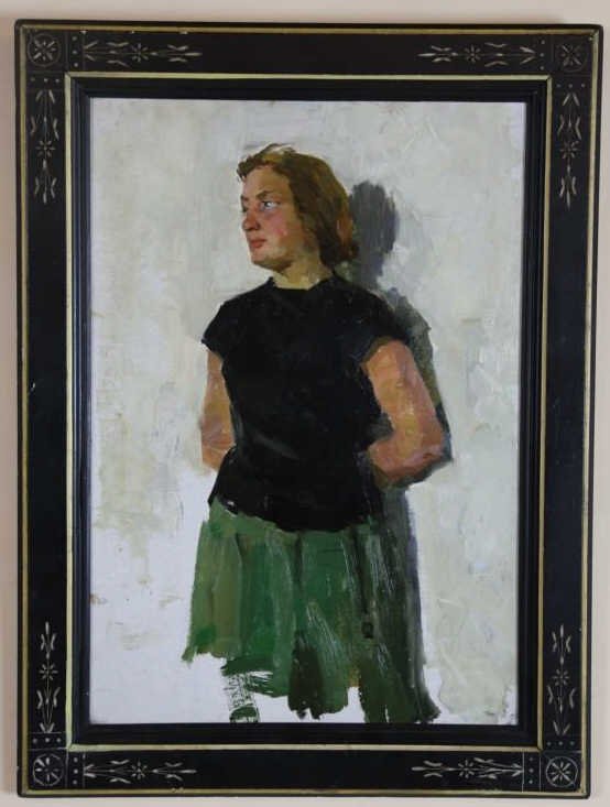 1956 SELF PORTRAIT ILLEGEBLY SIGNED: 1956 SELF PORTRAIT ILLEGEBLY SIGNED 24X17