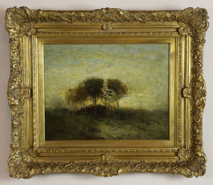 GUY WIGGINS (AMERICAN1883-1962) LANDSCAPE PAINTING: GUY WIGGINS (AMERICAN1883-1962) LANDSCAPE PAINTING (ATTRIBUTED); F: 23" x 27"; S: 13" x 17"