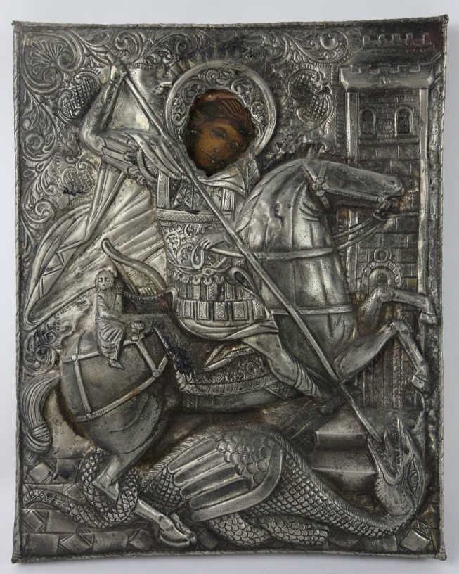 RUSSIAN ANTIQUE ICON: RUSSIAN ANTIQUE ICON 11.5" X 9"