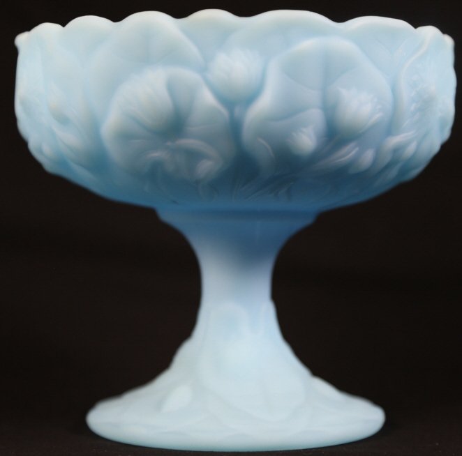 FENTON SATIN GLASS COMPOTE: FENTON SATIN GLASS COMPOTE 5.5"X6"