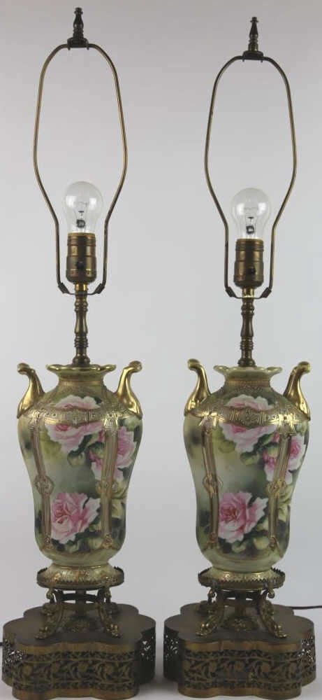 ANTIQUE NIPPON FLORAL LAMPS: ANTIQUE NIPPON FLORAL LAMPS