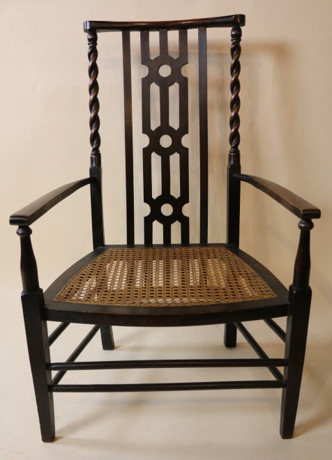 ENGLISH ANTIQUE OAK BARLEY TWIST ARMCHAIR: ENGLISH ANTIQUE OAK BARLEY TWIST ARMCHAIR