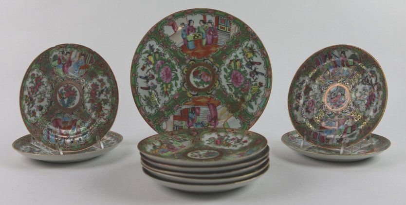 CHINESE ANTIQUE ROSE MEDALLION: 9.5" LARGER DIAMETER; 6.5" SMALLER DIAMETER; CHINESE ANTIQUE ROSE MEDALLION