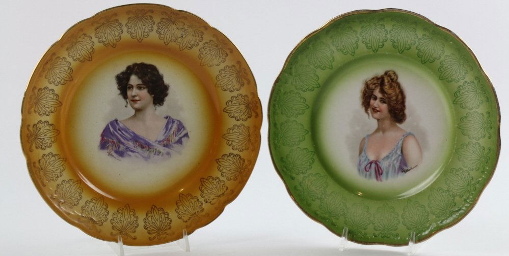 TAYLOR SMITH TAYLOR ANTIQUE PORTRAIT PLATES: TAYLOR SMITH TAYLOR ANTIQUE PORTRAIT PLATES 2 PIECES