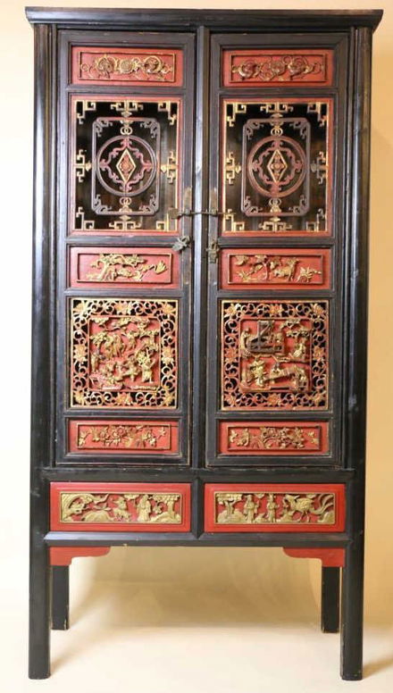 Chinese Antique Temple Prayer Panel Cabinet Jul 16 2016