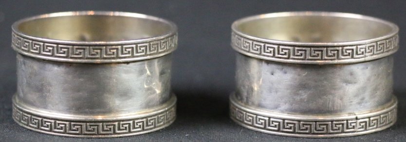 STERLING SILVER ANTIQUE GREEK KEY NAPKIN RINGS: STERLING SILVER ANTIQUE NAPKIN RINGS GREEK KEY MOTIF