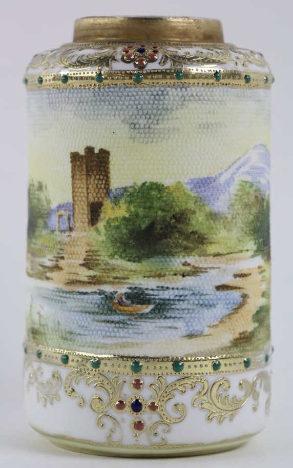 NIPPON TAPESTRY VASE WITH CASTLE SCENE (1 of 5)