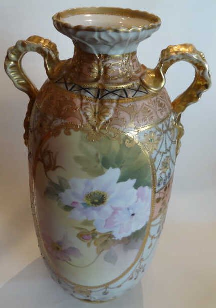 NIPPON SATIN FINISH RIBBON HANDLED VASE (1 of 9)