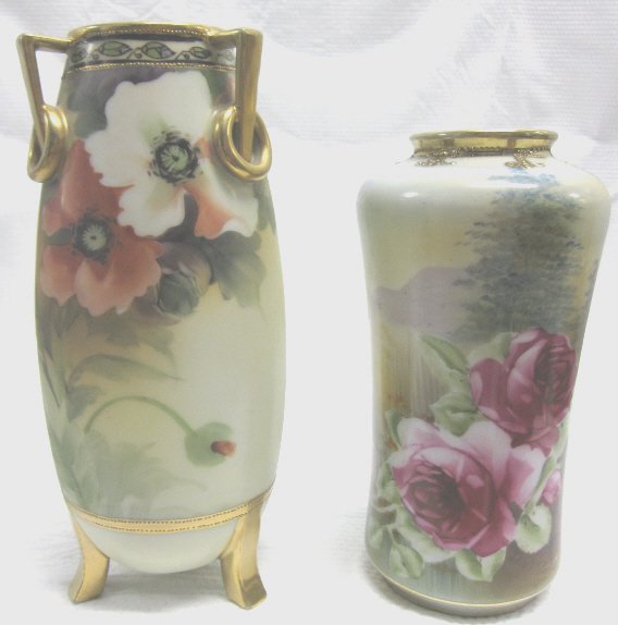NIPPON TWO FLORAL VASES (1 of 4)