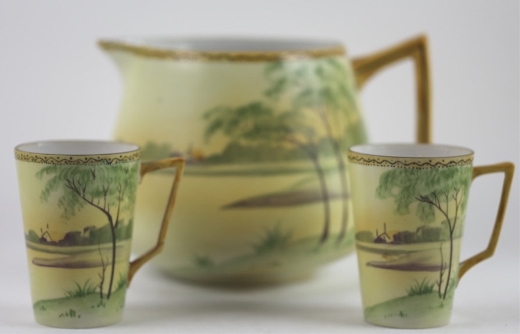 NIPPON HAND PAINTED  PITCHER AND CUP SET (1 of 7)