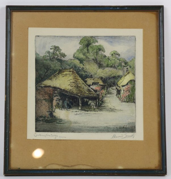 DAVID SMITH COLORED & FRAMED ENGRAVING: DAVID SMITH COLORED & FRAMED ENGRAVING 10X9.5