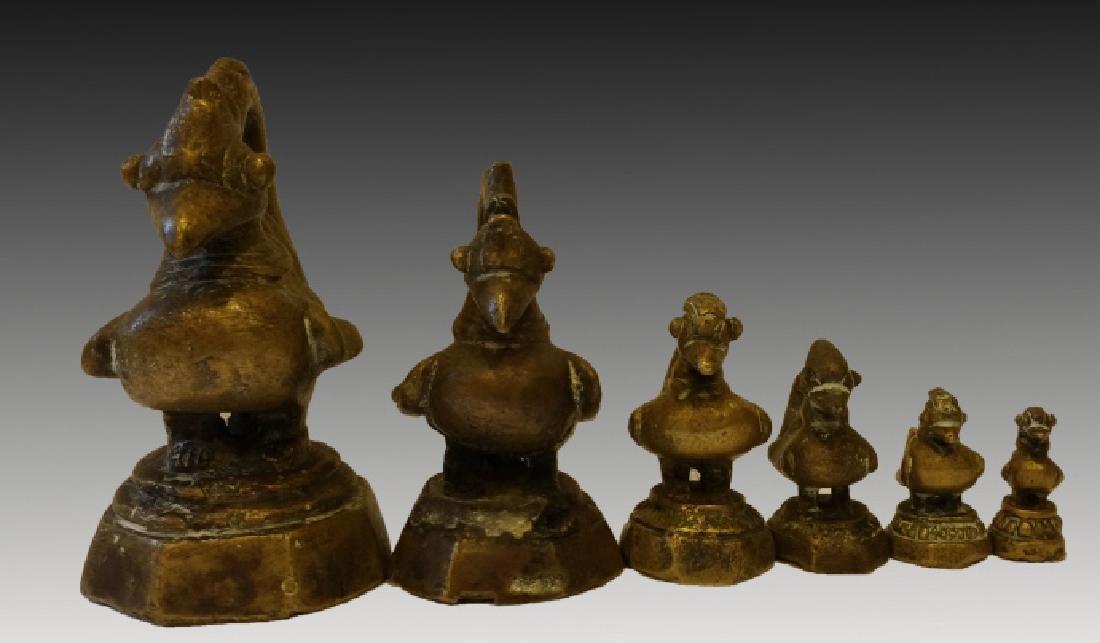 CHINESE / BURMESE ANTIQUE OPIUM WEIGHTS: CHINESE / BURMESE OPIUM WEIGHTS 6 Opium Weights, Birds, tallest 4.5" high