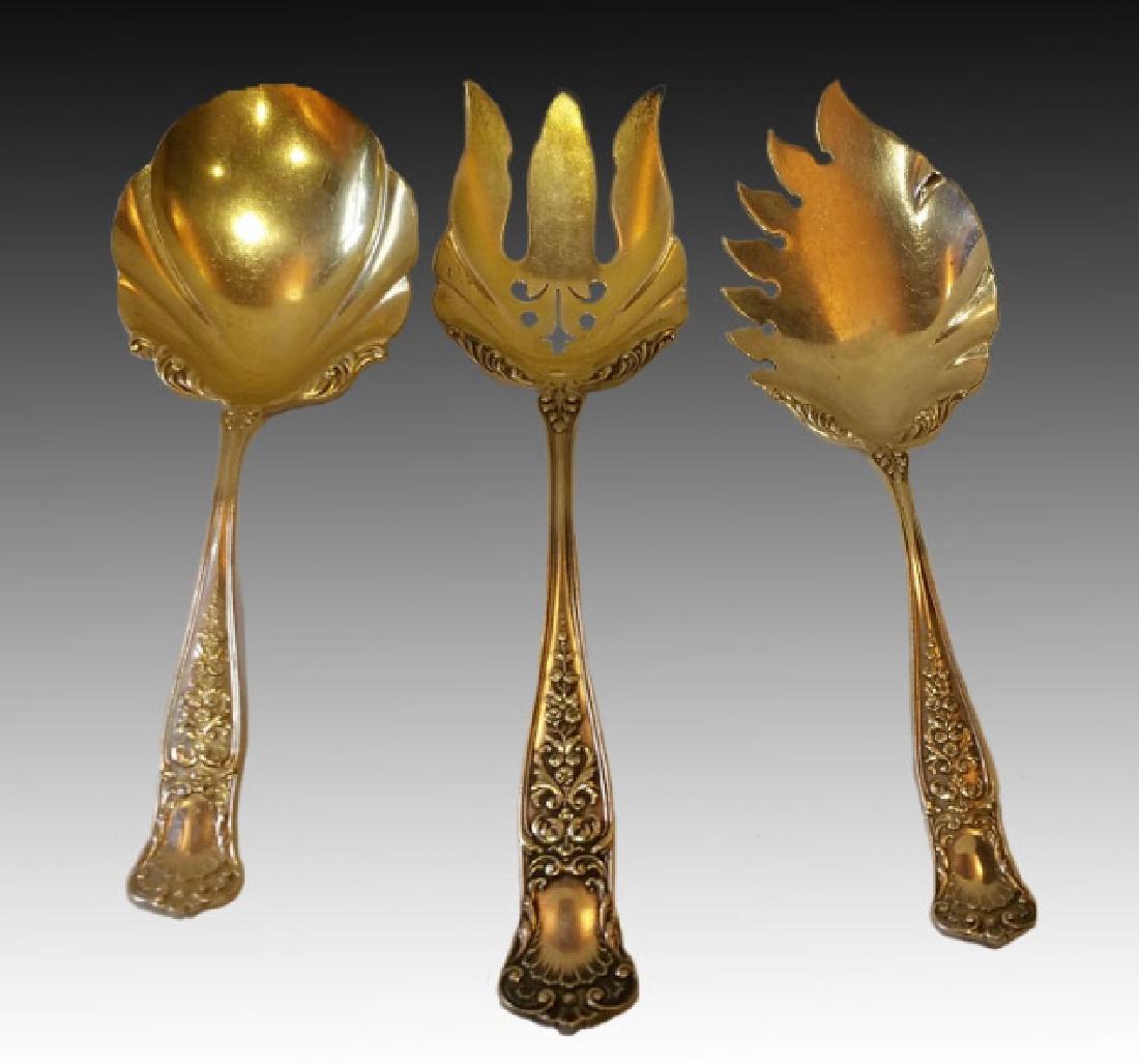STERLING SILVER HOSTESS SERVING PIECES: Set of 3 antique sterling silver serving utensils. English hallmarks on back.