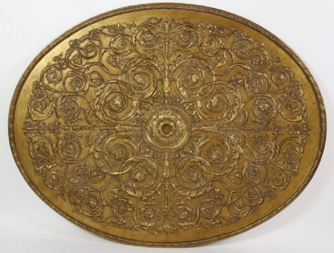 GILT CEILING LIGHT FIXTURE MOUNT: DECORATIVE GILT CEILING LIGHT FIXTURE MOUNT 69" X 53"