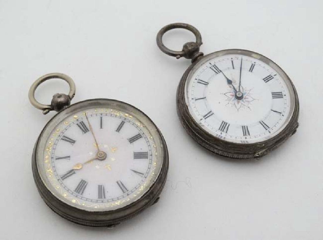 2 x .800 silver cased fob watches : a key wind , (1 of 6)