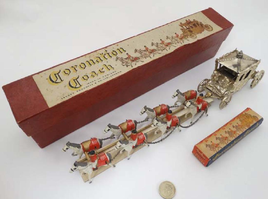 Toys: Two 1952 Lesney Products & Co, London ,: Toys: Two 1952 Lesney Products & Co, London , Coronation Coaches, in original boxes, including one miniature example. The larger 15'' long. (2)