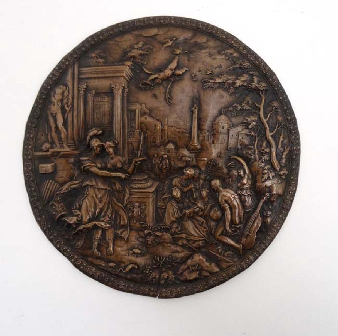 A 19thC cast renaissance style circular relief plaque (1 of 3)