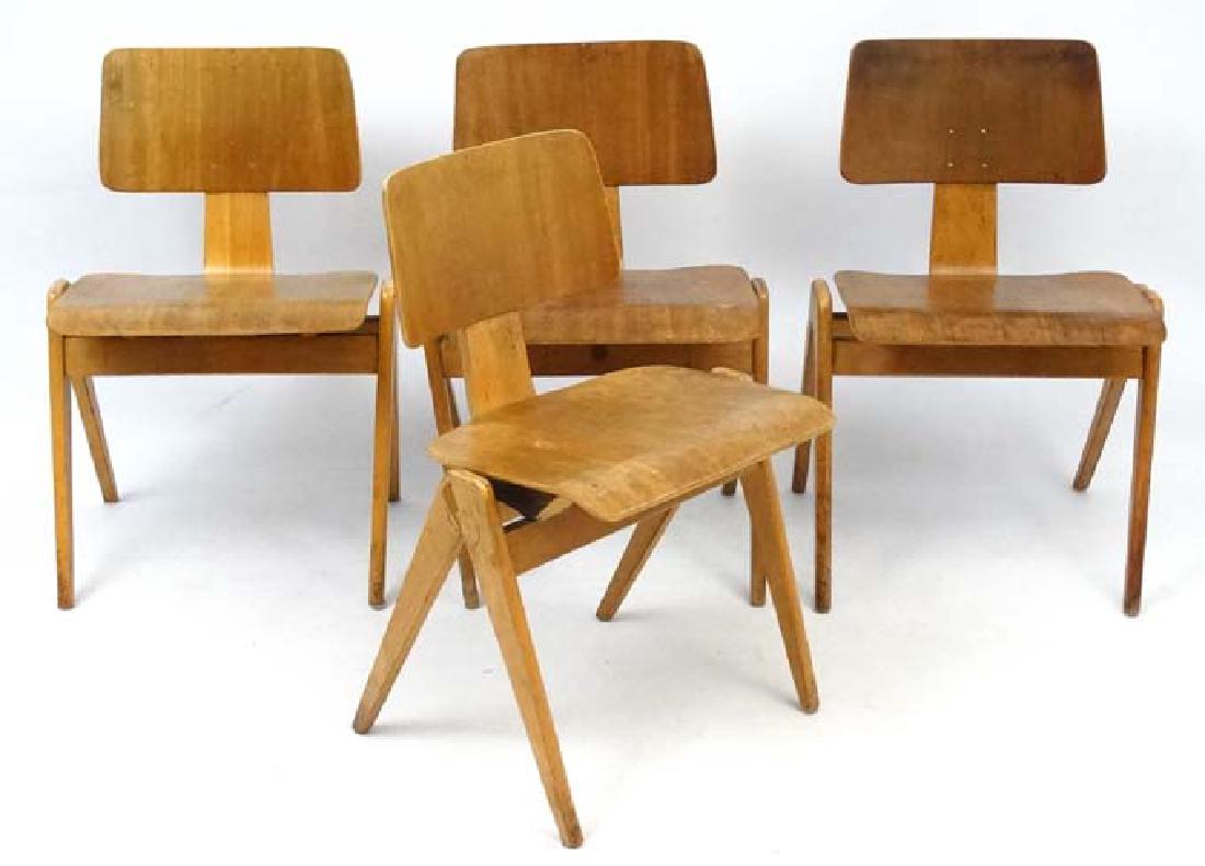 Vintage Retro : Robin Day , Hillestak for S Hille &: Vintage Retro : Robin Day , Hillestak for S Hille & Co ,1950 , a set of 4 original stacking chairs with beech frame ,walnut faced moulded plywood seat and back, for similar see page 236 of 1000 chairs