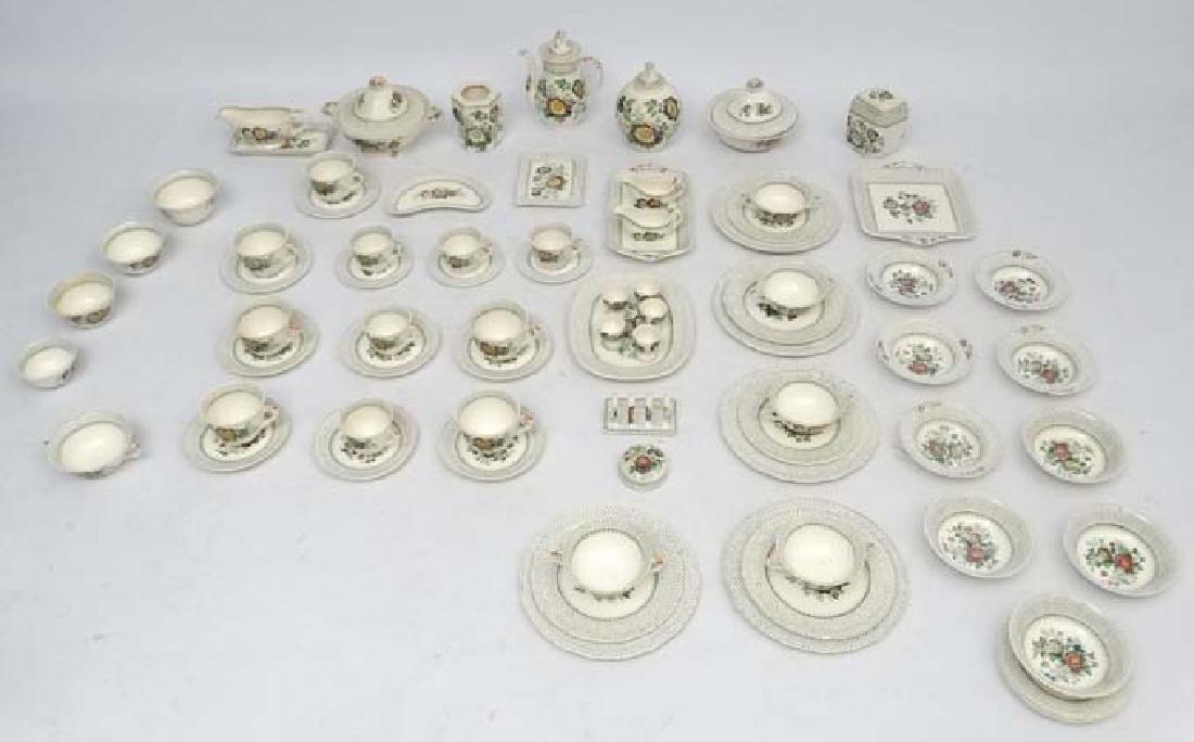 An extremely large set of 20thC Mason's Patent: An extremely large set of 20thC Mason's Patent Ironstone China, ''Paynsley Pattern'' , each piece decorated in polychrome with flowers on a cream ground, to include 5 egg cups, toast rack, 3 sauce boa