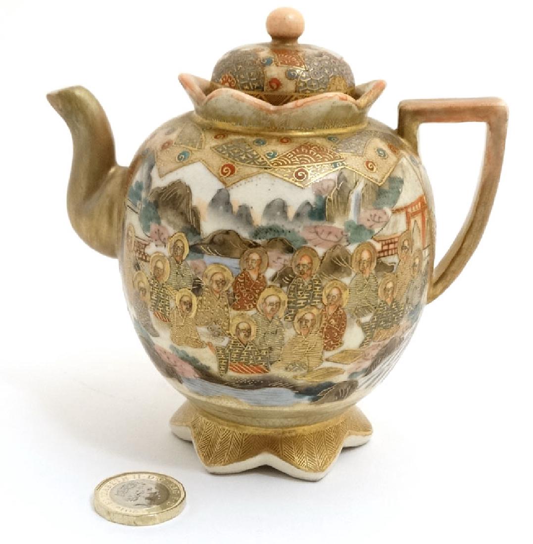 A Japanese Satsuma ware miniature teapot, the panels (1 of 5)