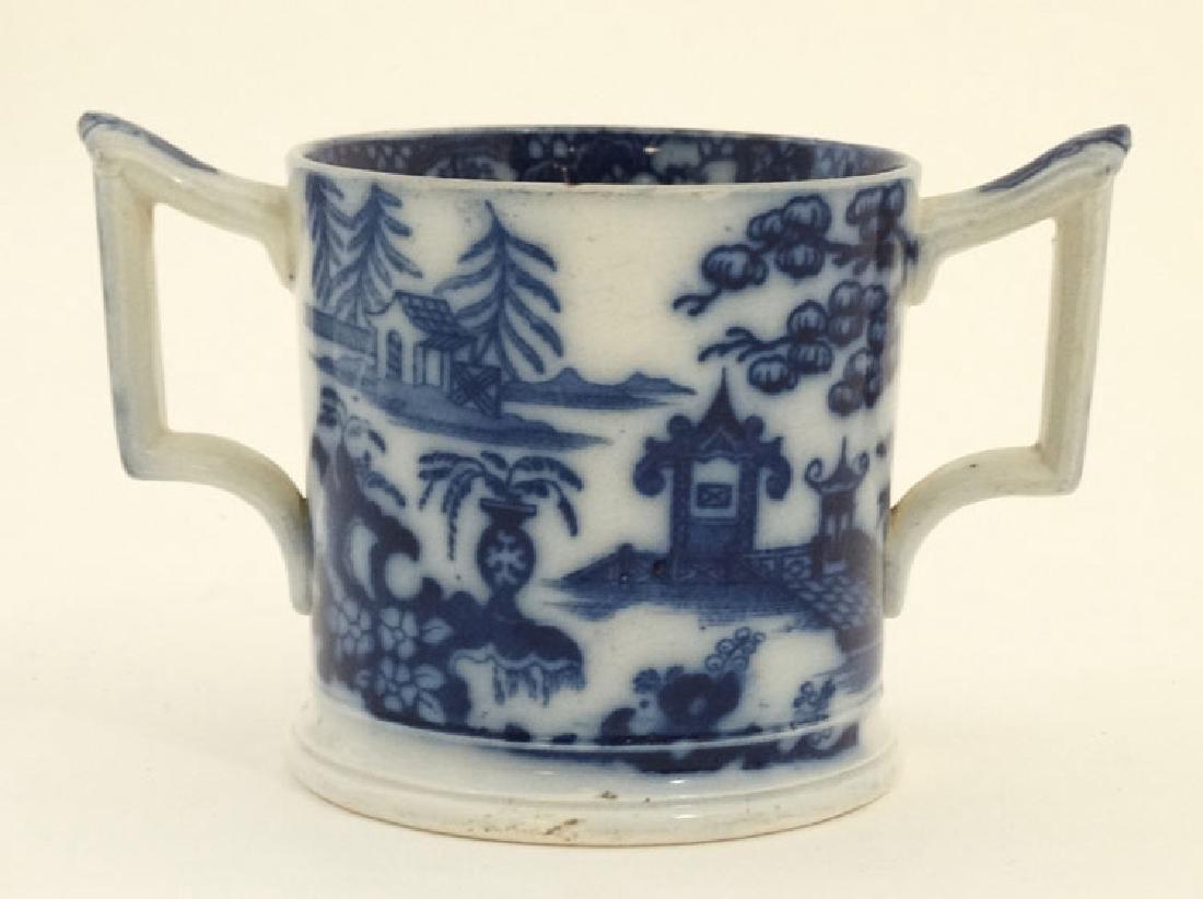 A 19thC Flo Blue twin handled loving cup , having (1 of 4)