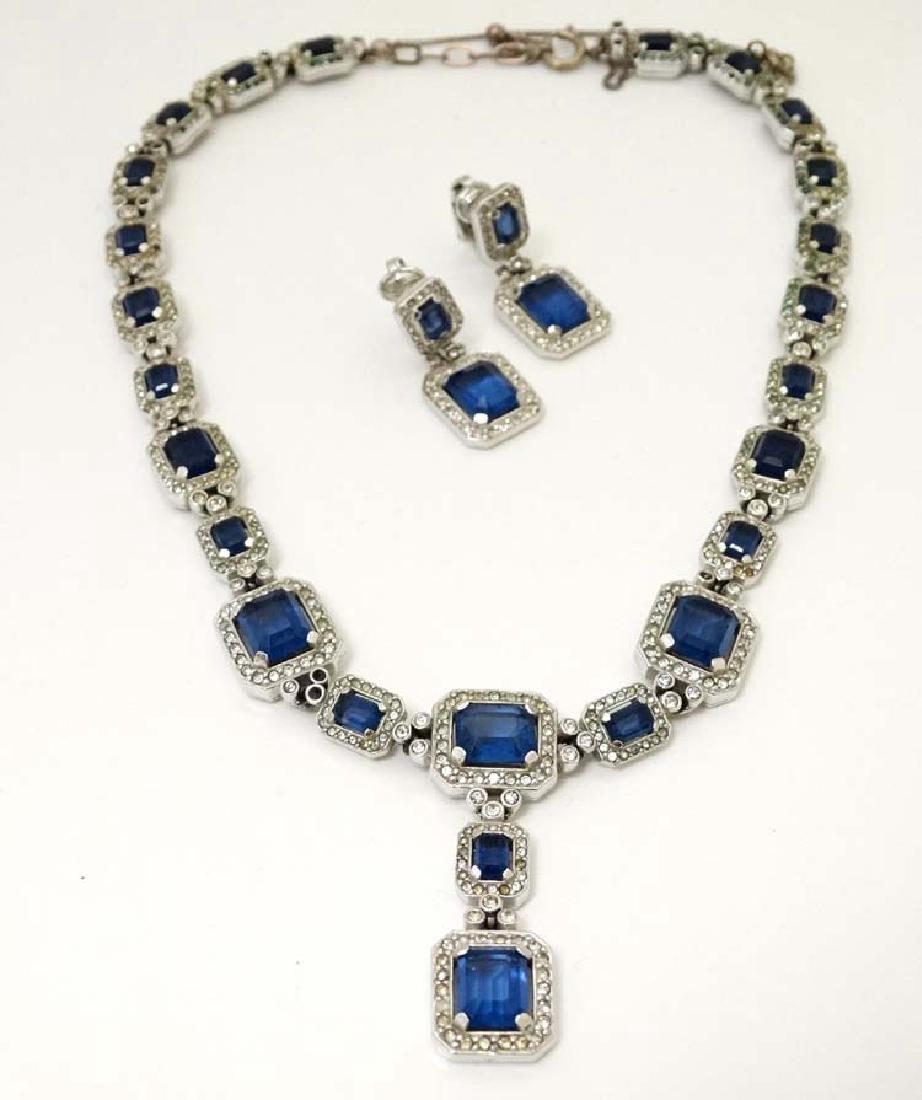 Costume Jewellery : A vintage blue and white stone: Costume Jewellery : A vintage blue and white stone necklace with matching earrings by Ciner . The necklace approx 16'' long