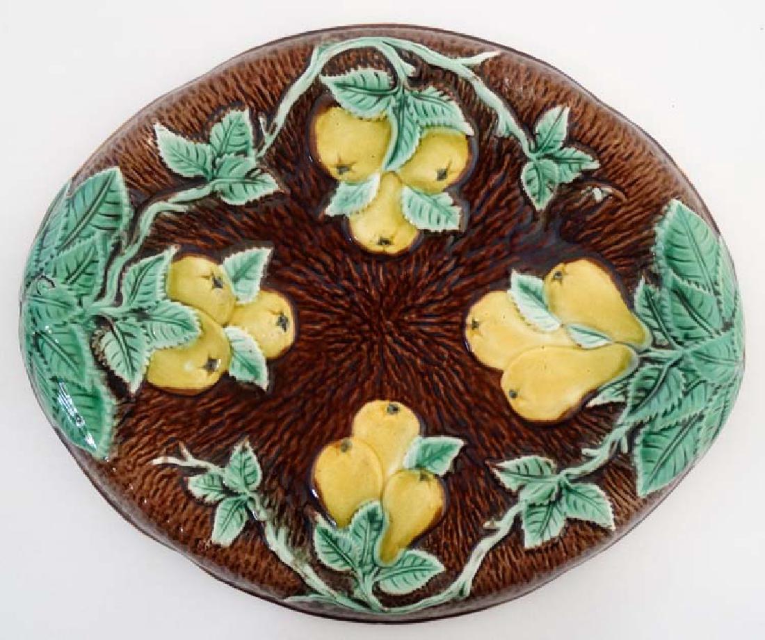 A c1900 Majolica 'Pear and Apple' bread plate, (1 of 3)