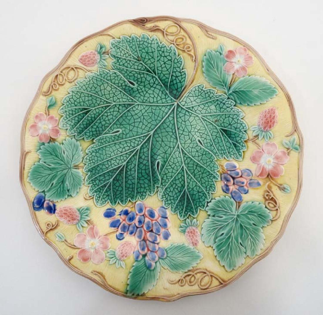 A c1900 Wedgwood Majolica Leaf, Strawberry and Grape (1 of 4)