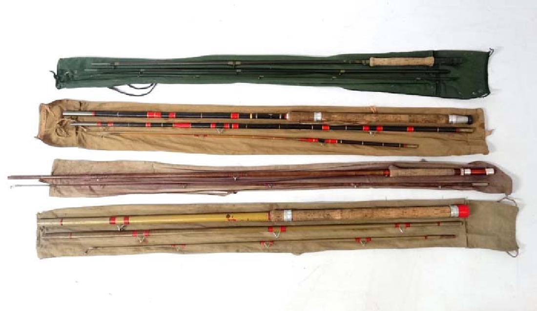 Fishing : a cloth cased Milbro milbrolite 12 ft course: Fishing : a cloth cased Milbro milbrolite 12 ft course rod , a cloth cased Croft's Competitive Rod from ' Jim Knight , The Angler's Depot Rushden ' , a cloth cased single hand 3 sectional fibre glass