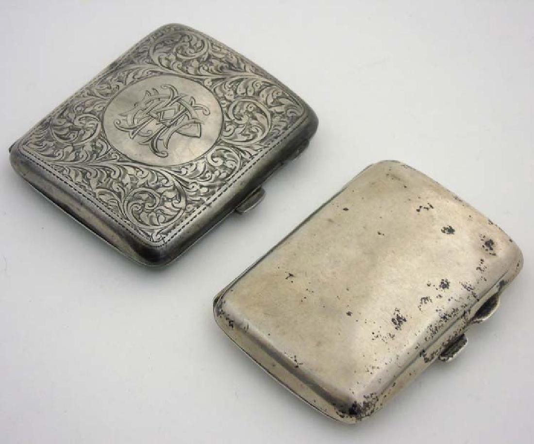 2 silver cigarette cases, 1 x hallmarked Birmingham (1 of 11)