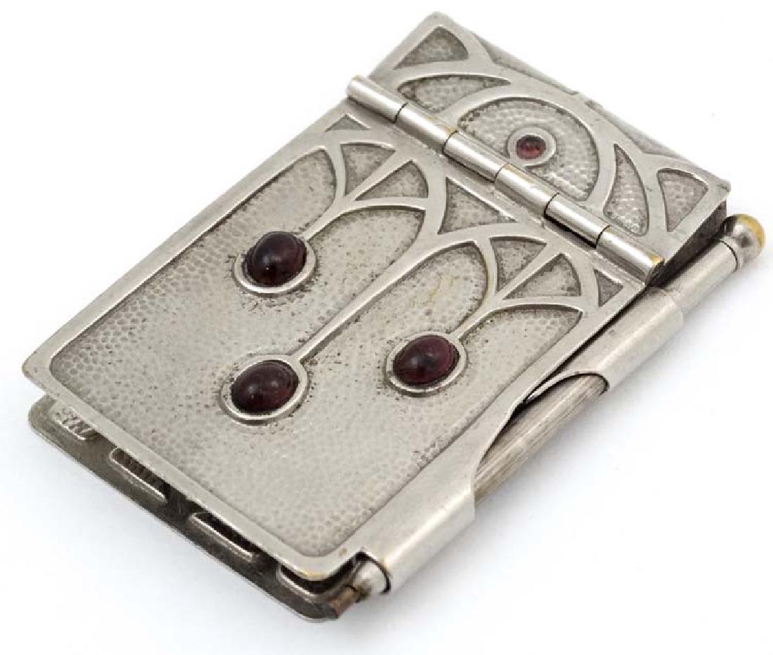 A silver plate Art Nouveau aide-memoire with red stone (1 of 4)