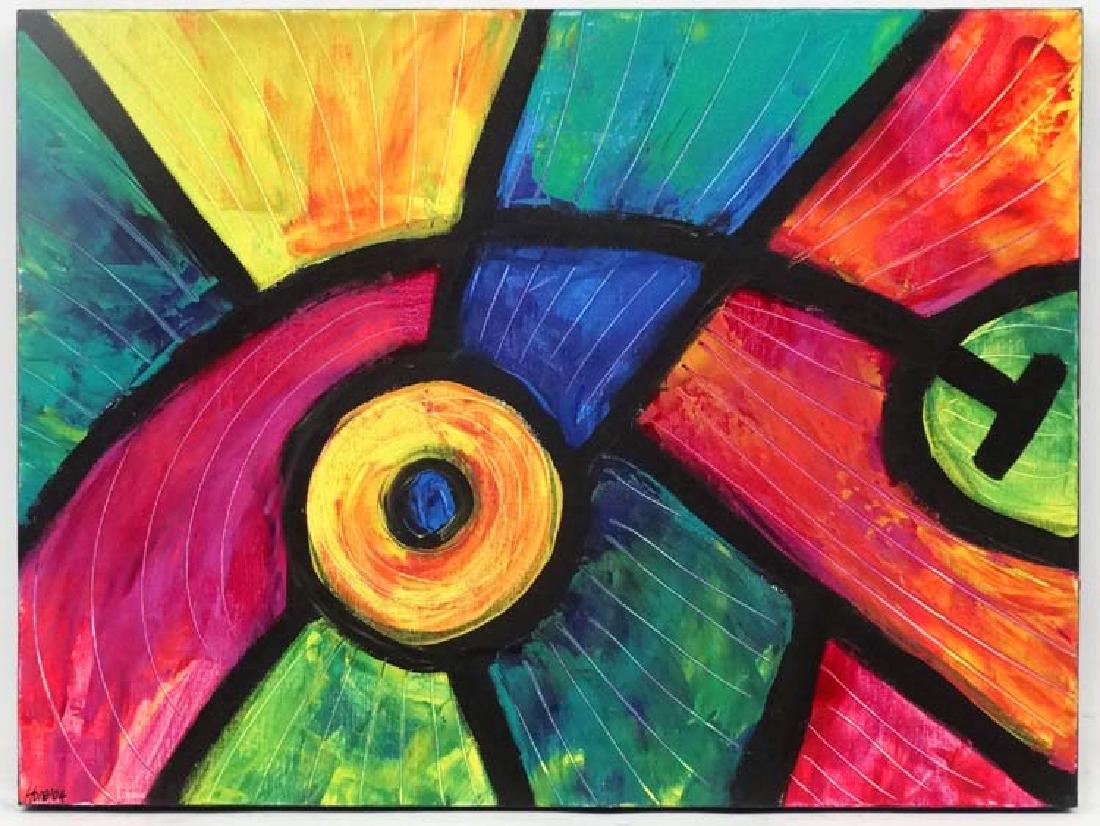 Amanda Hone (1964), Acrylic on box canvas 2004, ': Amanda Hone (1964), Acrylic on box canvas 2004, ' Mexican Wave ', Signed lower left and verso , labelled verso. 18 x 24'' Please note this lot may be subject to Artists re-sale rights. (ARR).
