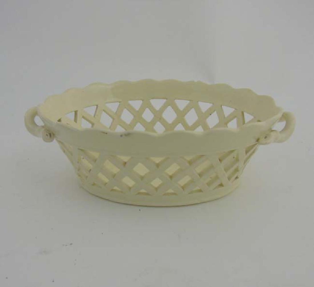 A creamware basket weave chestnut bowl with pierced (1 of 7)