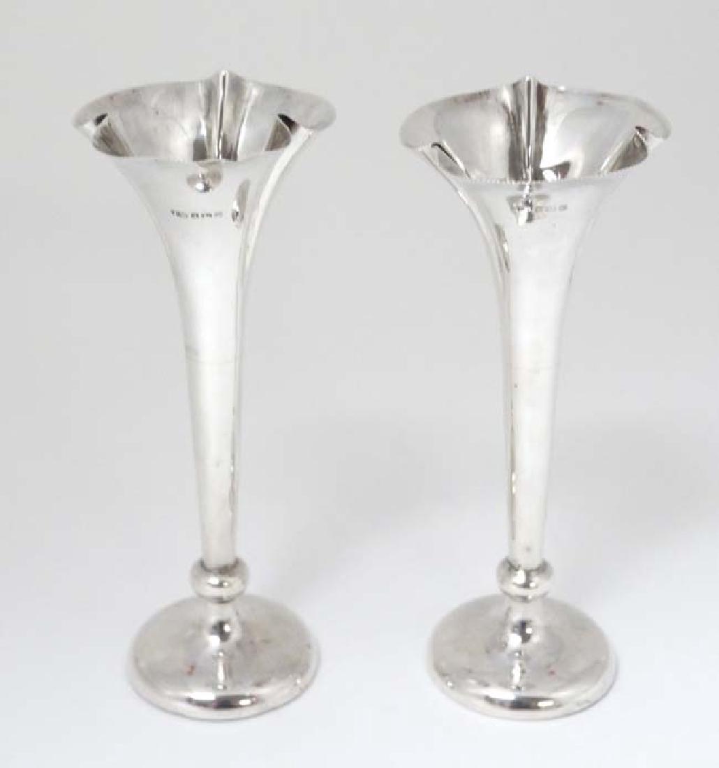 A pair of silver bud vases, hallmarked Birmingham 1910 (1 of 7)