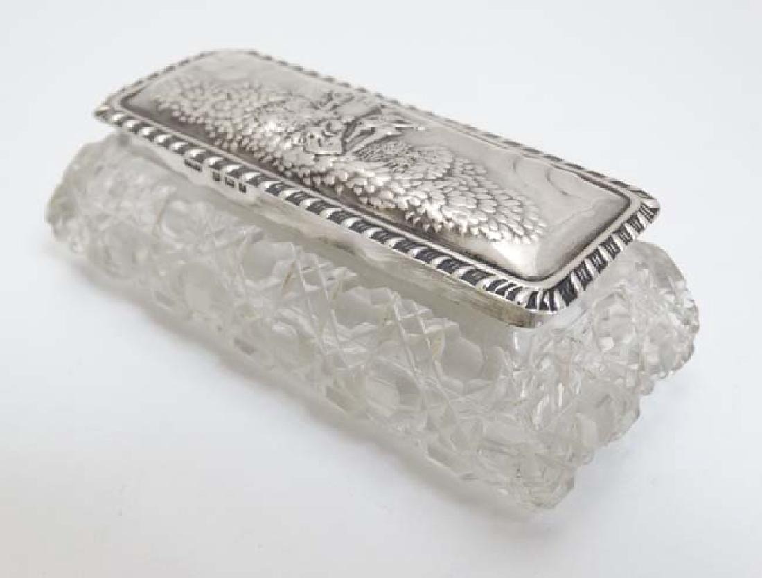 A glass dressing table pot with silver top  with (1 of 1)